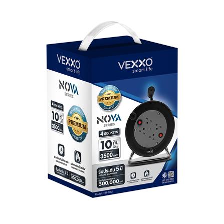 ล้อเก็บสายไฟ 4 ช่อง  VEXXO 3500 วัตต์ 16A L010 10 เมตร สีดำ_4