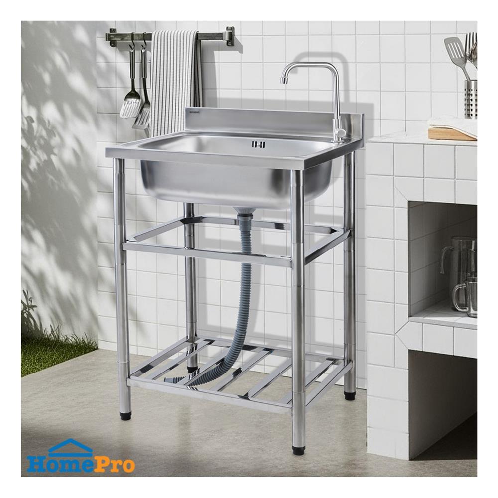 ซิงค์ขาตั้ง 1 หลุม PARNO SN6253 สีเงิน