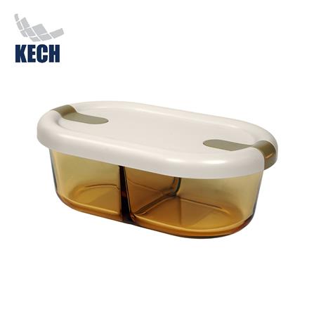 กล่องอาหารแก้ว KECH HOPE 2SLOT 0.7 ลิตร สีขาว_0
