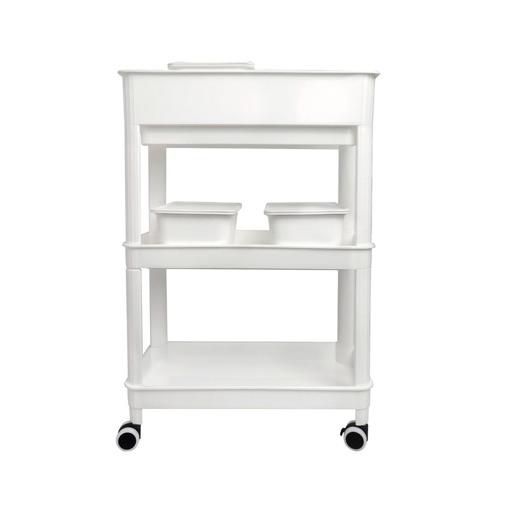 ชั้นพลาสติก 3 ชั้นพร้อมล้อ STACKO GENIE 45x23.5x66.5 ซม. สีขาว