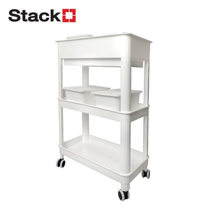 ชั้นพลาสติก 3 ชั้นพร้อมล้อ STACKO GENIE 45x23.5x66.5 ซม. สีขาว_0