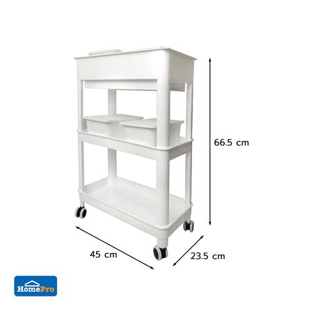 ชั้นพลาสติก 3 ชั้นพร้อมล้อ STACKO GENIE 45x23.5x66.5 ซม. สีขาว_6