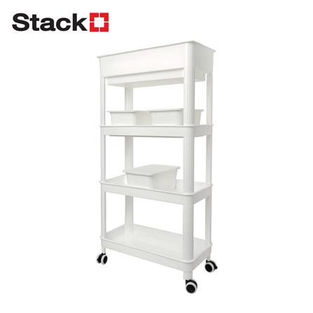 ชั้นพลาสติก 4 ชั้นพร้อมล้อ STACKO GENIE 45x23.5x91 ซม. สีขาว_0