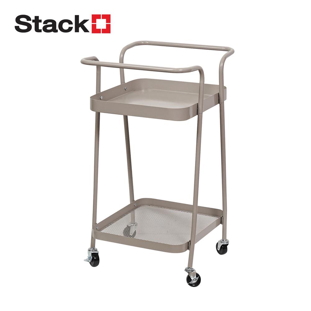ชั้นวางของ 2 ชั้น มีล้อ STACKO LAMI 40x45x75 ซม. สีวอร์มเกรย์