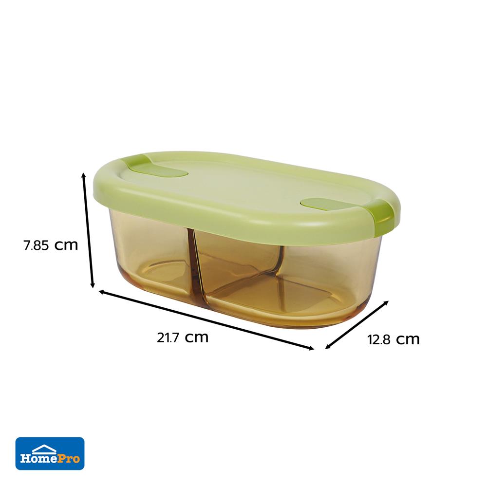 กล่องอาหารแก้ว KECH HOPE 2SLOT 0.7 ลิตร สีเขียว