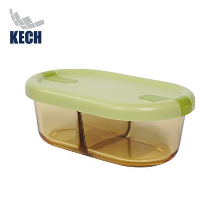 กล่องอาหารแก้ว KECH HOPE 2SLOT 0.7 ลิตร สีเขียว_0