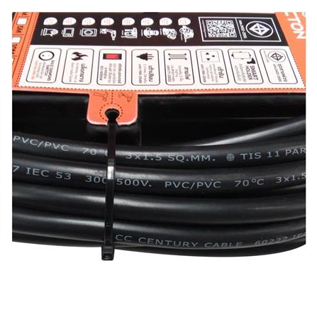 บล็อกยาง 6 ช่อง พร้อมสายไฟ VCT 3x1.5 16 แอมป์ ELECTON ERB16-CB631520 20 เมตร สีดำ_2