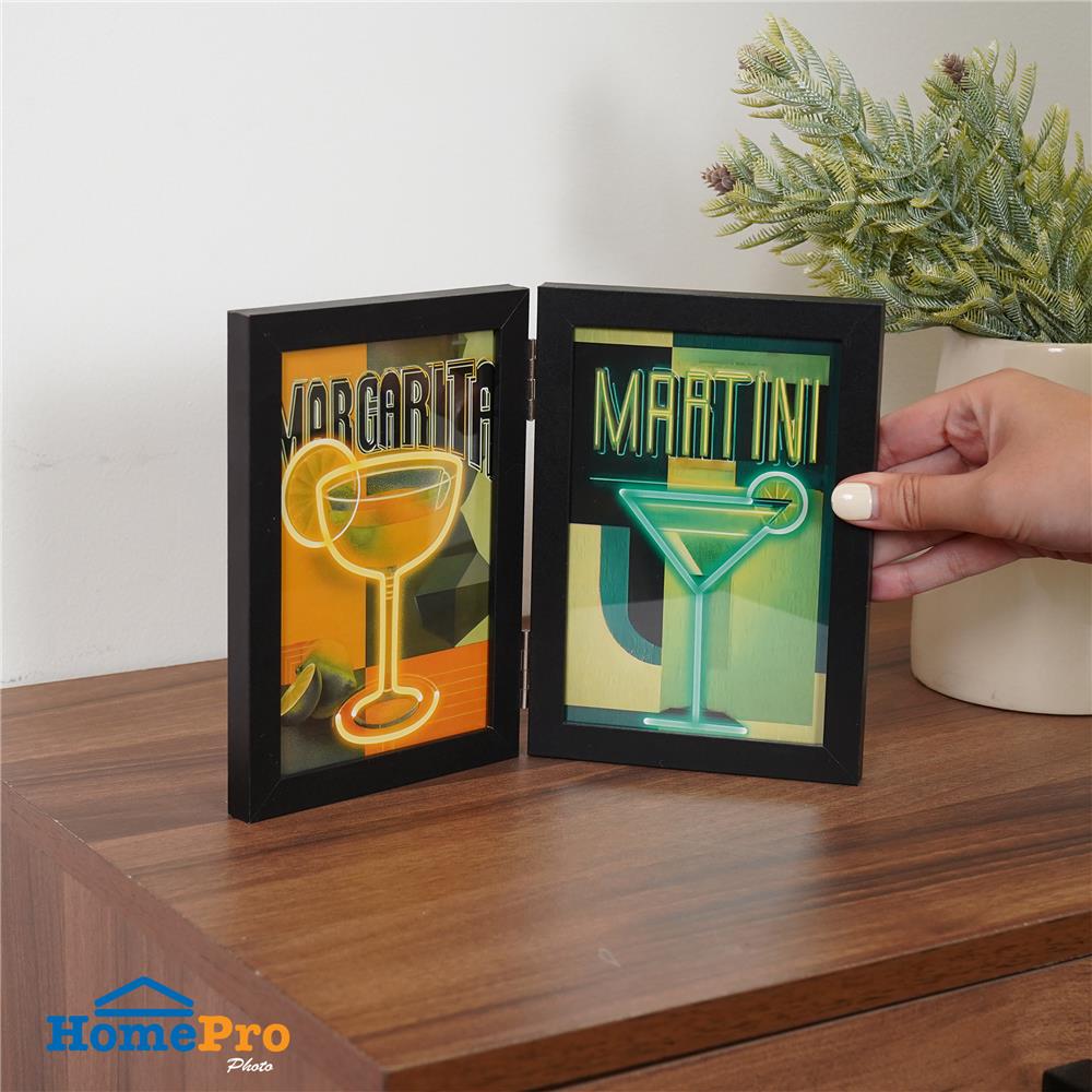 กรอบรูปแบบคู่ SNAZZ LENORA 4x6 นิ้ว สีดำ