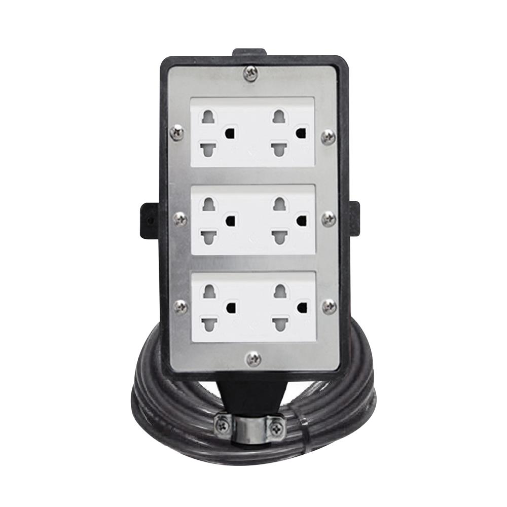 บล็อกยาง 6 ช่อง พร้อมสายไฟ VCT 3x1.5 16 แอมป์ ELECTON ERB16-CB631510 10 เมตร สีดำ