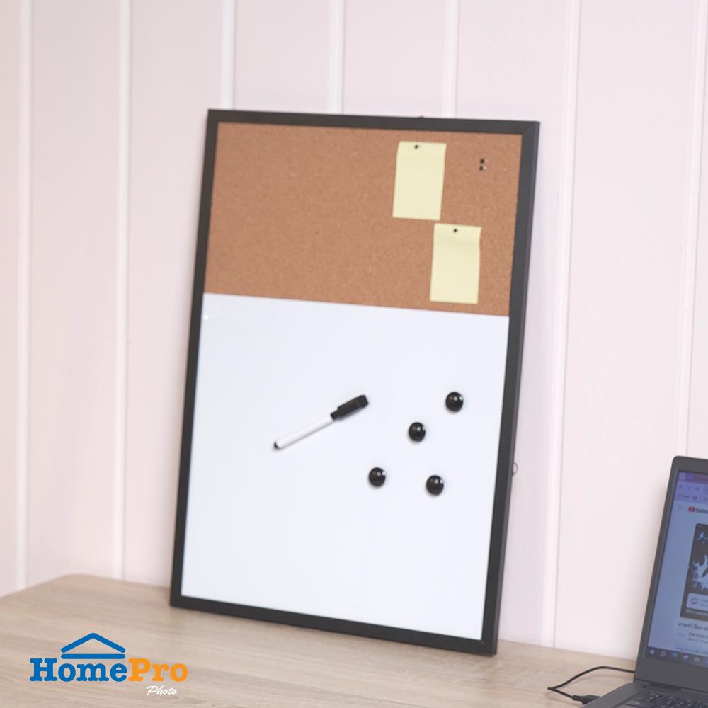 กระดานไวท์บอร์ดผสมบอร์ดไม้ก๊อก SNAZZ 35x50 ซม. สีดำ