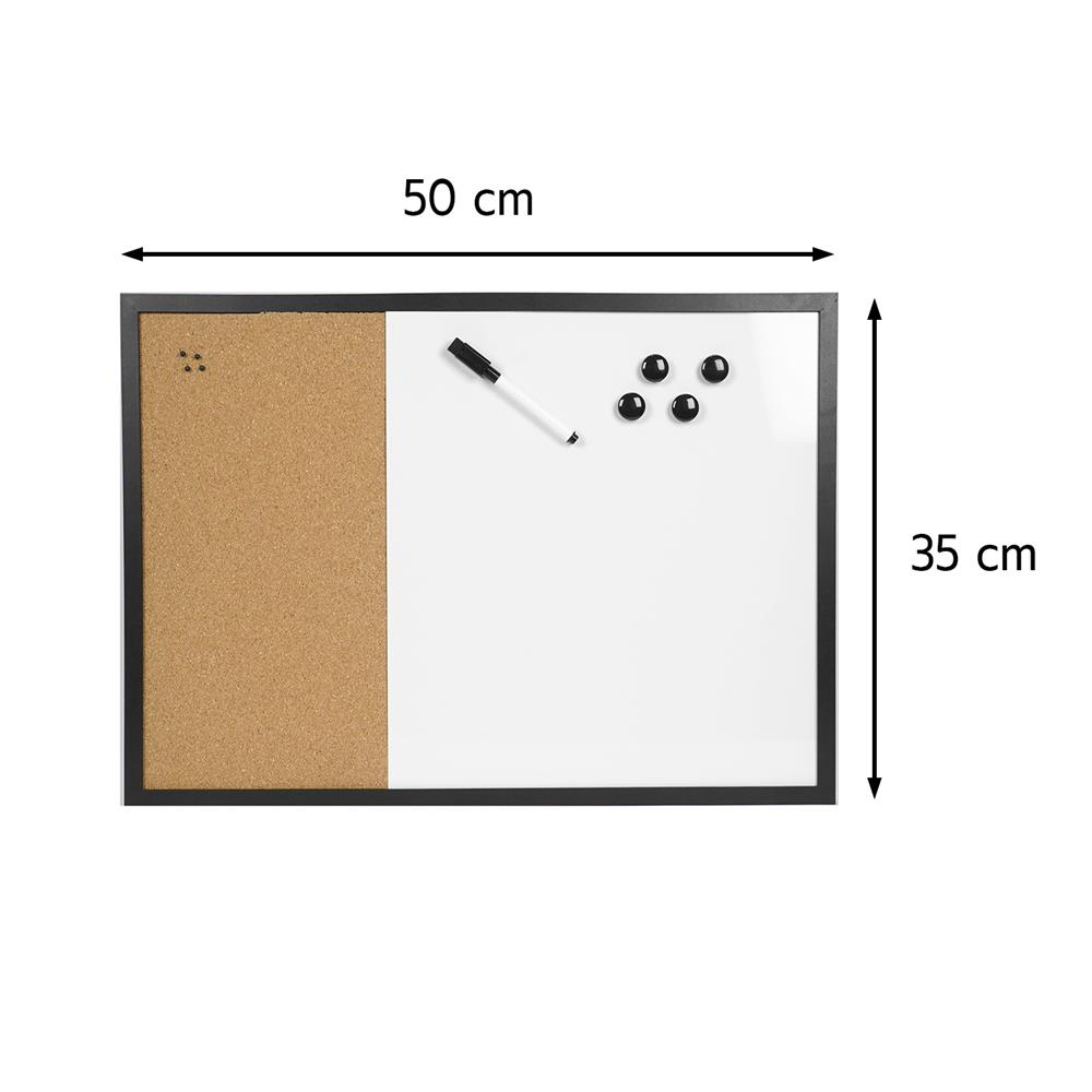 กระดานไวท์บอร์ดผสมบอร์ดไม้ก๊อก SNAZZ 35x50 ซม. สีดำ