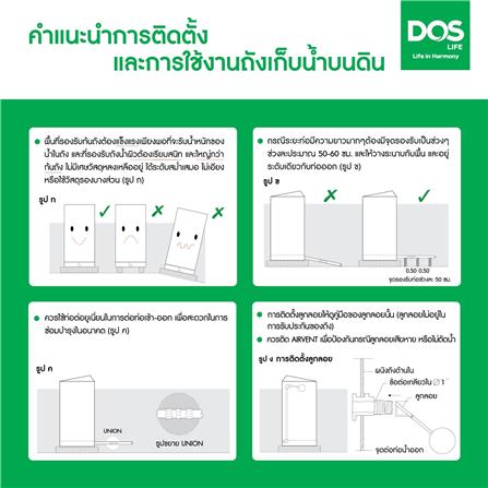 ถังเก็บน้ำ DOS WATER PAC NSN 2000 ลิตร+ปั๊ม MITSUBISHI EP205R2 200 วัตต์+เครื่องกรองน้ำใช้ DUPONT สีเทา_18