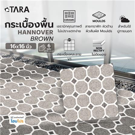 กระเบื้องพื้น 16x16 นิ้ว TARA ฮันโนเวอร์ เกรย์ A 0.96 ตร.ม._2