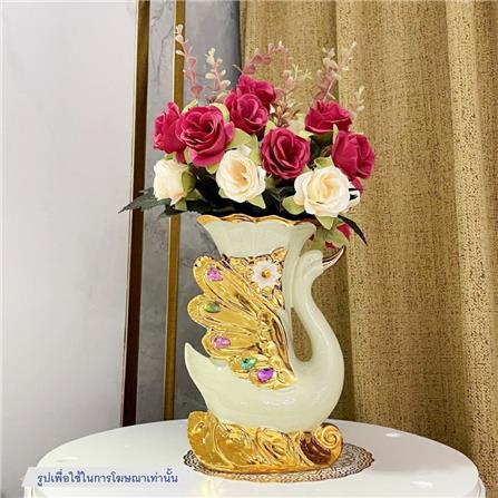 แจกันตกแต่งพร้อมกุหลาบสีแดง INTERY CT209E041_10 สีขาว/ทอง/แดง_3