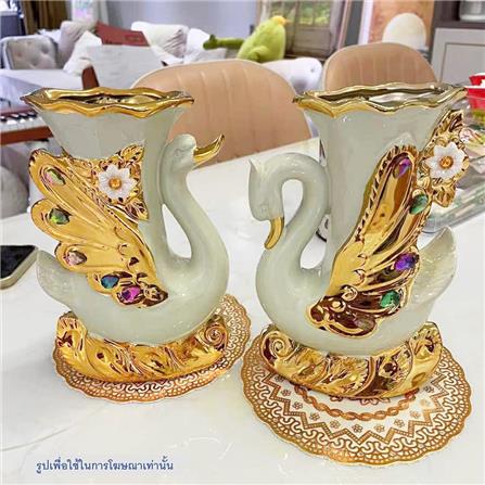 แจกันตกแต่งพร้อมกุหลาบสีแดง INTERY CT209E041_10 สีขาว/ทอง/แดง_4