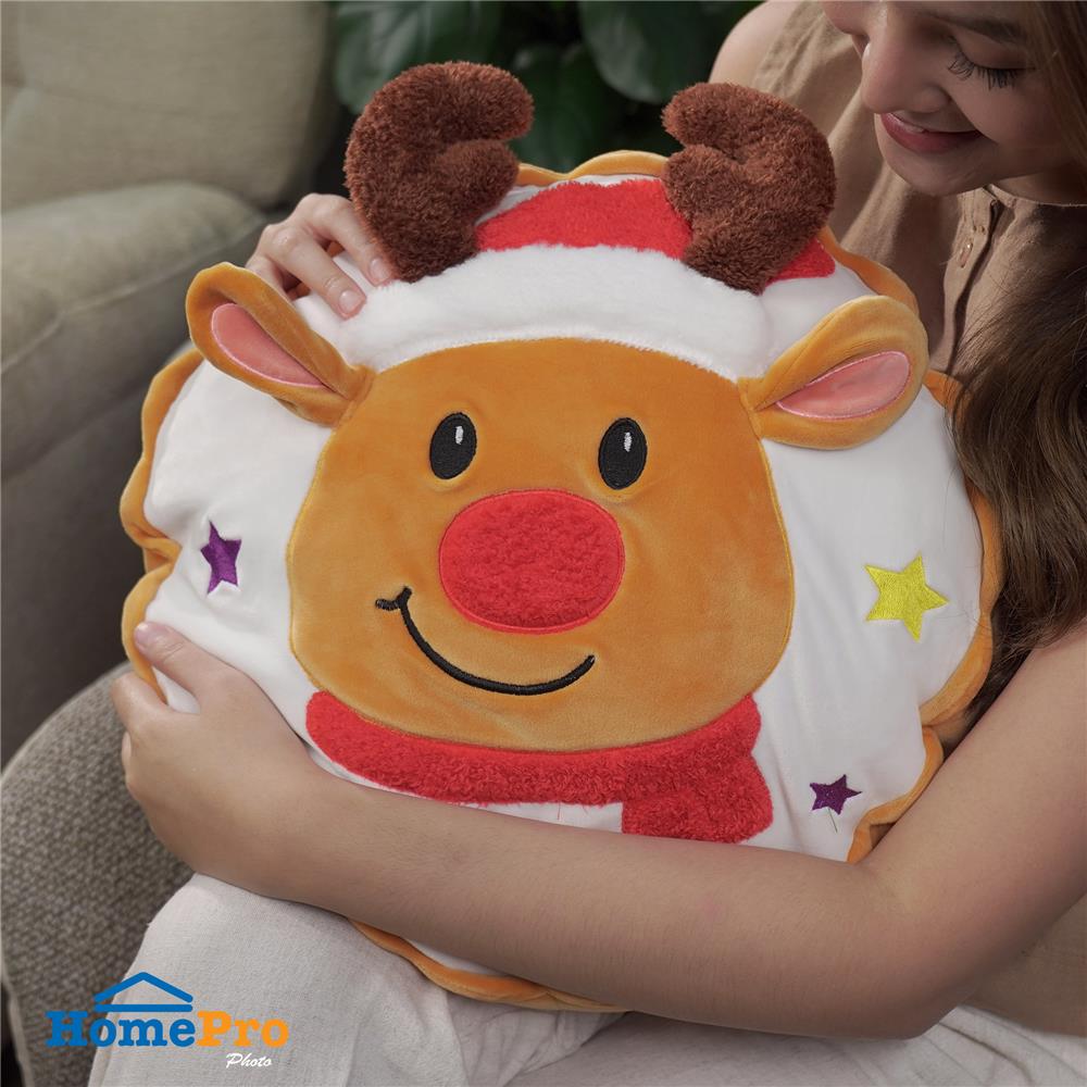 หมอนอิง SNAZZ X-MAS DEER 14.5X14.5 นิ้ว สีส้ม