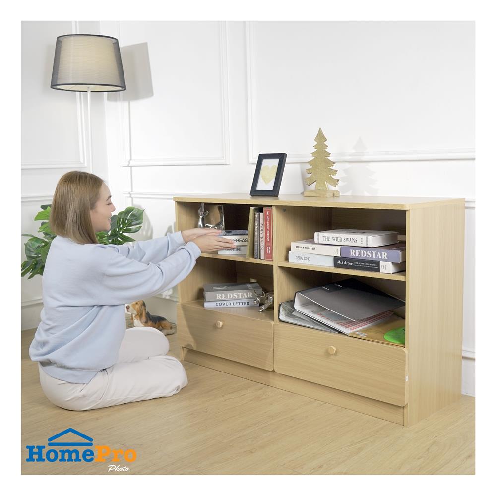 ชั้นวางของผสม 4 ช่อง 2 ลิ้นชัก FURDINI AOMI 120 ซม. สี NATURAL OAK