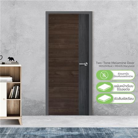 ประตูภายในเมลามีน ไม่เจาะลูกบิด METRO MD529 REAL+MD435 MARYLAND 90x200 ซม. สีเทา-โอ๊ค_2