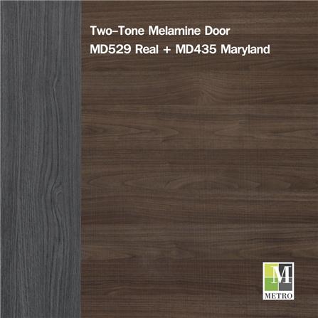 ประตูภายในเมลามีน ไม่เจาะลูกบิด METRO MD529 REAL+MD435 MARYLAND 90x200 ซม. สีเทา-โอ๊ค_1