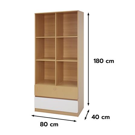 ชั้นวางของผสม 6 ช่อง 2 ลิ้นชัก FURDINI AOMI 80 ซม. สี NATURAL OAK/ขาว_8