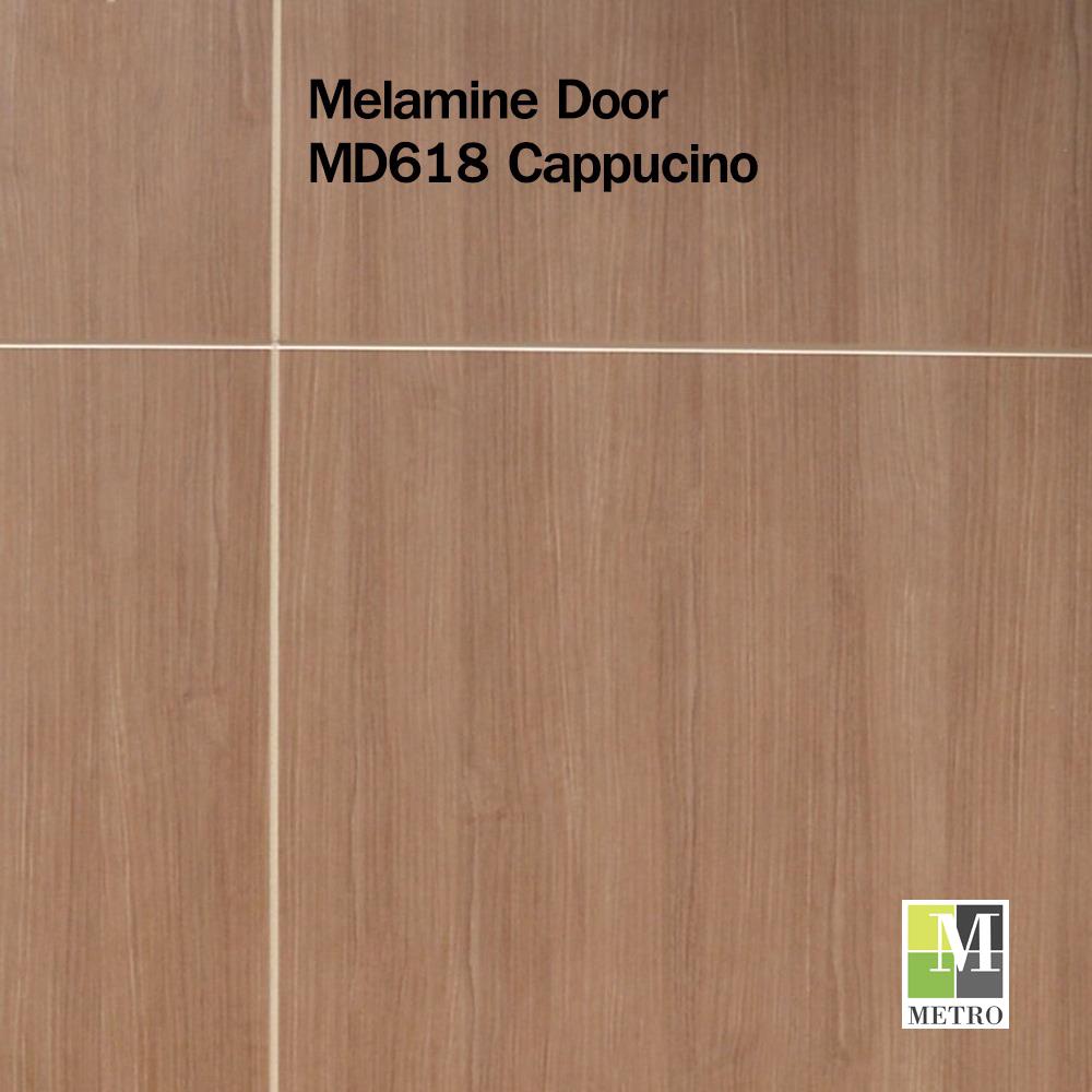ประตูภายในเมลามีน ไม่เจาะลูกบิด METRO MD618 CAPPUCCINO 70x200 ซม. เซาะร่อง สีน้ำตาล