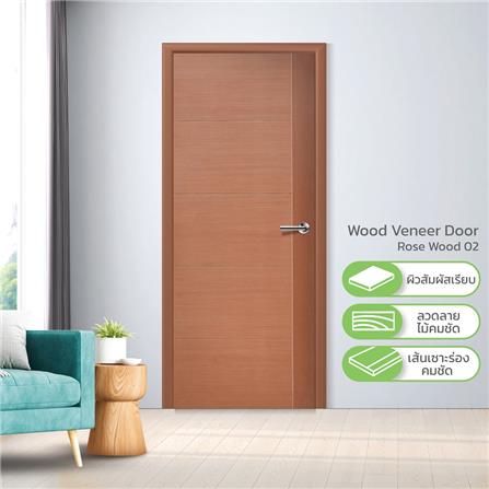 ประตูภายใน HDF ไม่เจาะลูกบิด METRO ROSE WOOD 02 VENEER 70x200 ซม. สีไม้สัก_2