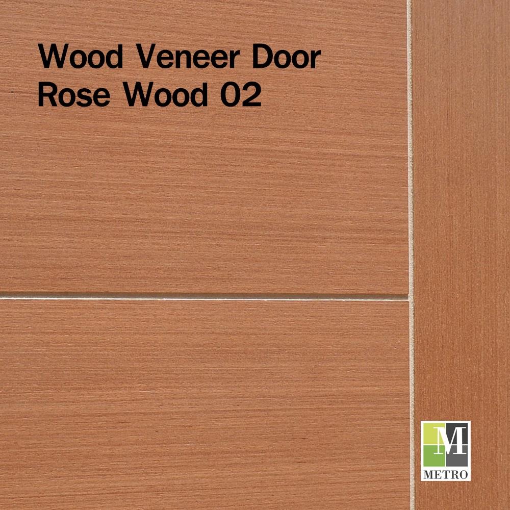 ประตูภายใน HDF ไม่เจาะลูกบิด METRO ROSE WOOD 02 VENEER 90x200 ซม. สีน้ำตาล
