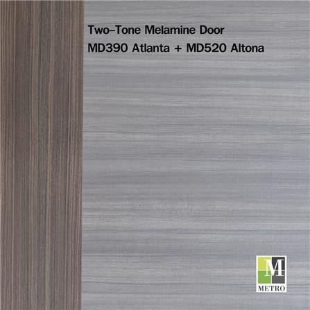 ประตูภายในเมลามีน ไม่เจาะลูกบิด METRO MD390 ATLANTA+MD520 ALTONA  90x200 ซม. สีเทา-โอ๊ค_1