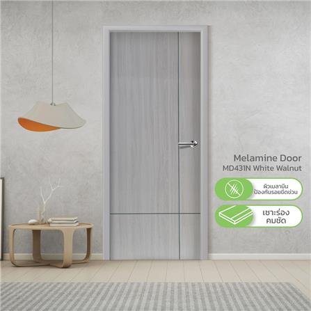 ประตูภายในเมลามีน ไม่เจาะลูกบิด METRO MD431N 90x200 ซม. เซาะร่อง สีขาววอลนัท_2