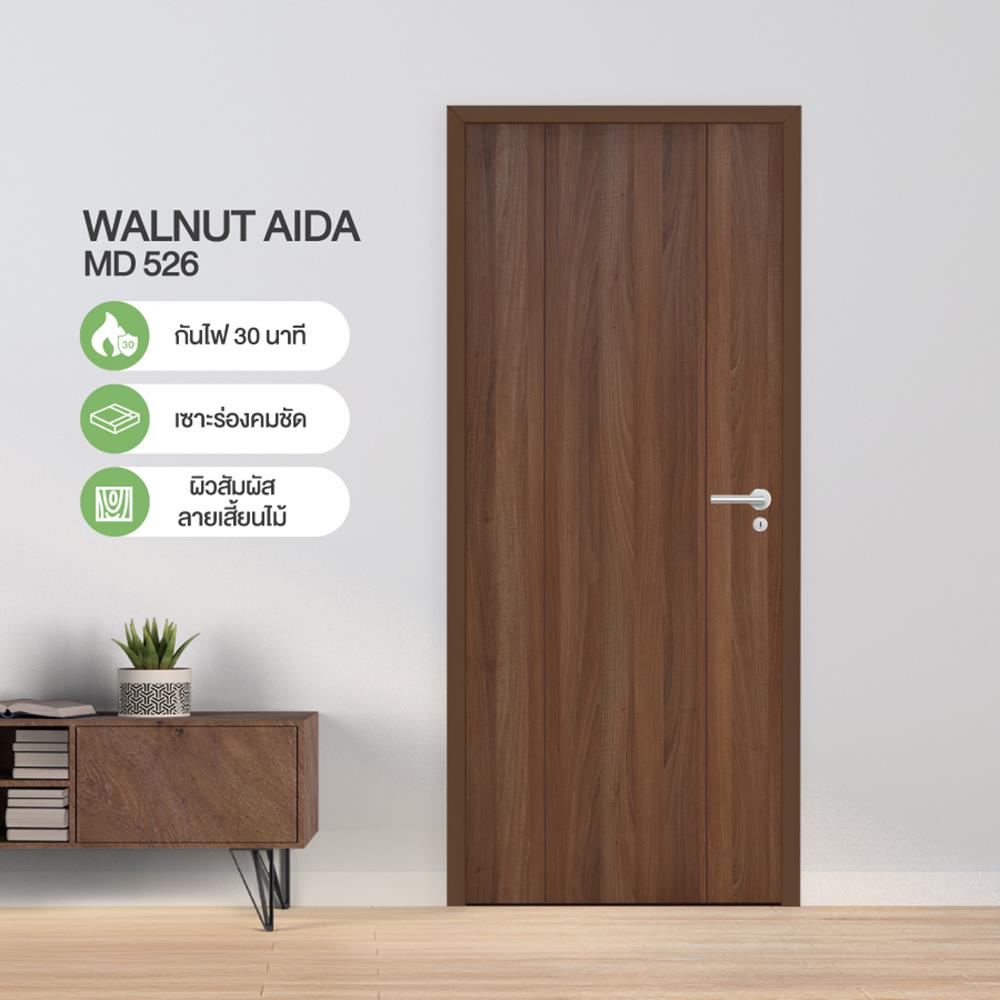 ประตูภายในเมลามีนทนไฟ METRO MD526 WALNUT AIDA 70x200 ซม. สีโอ๊ค