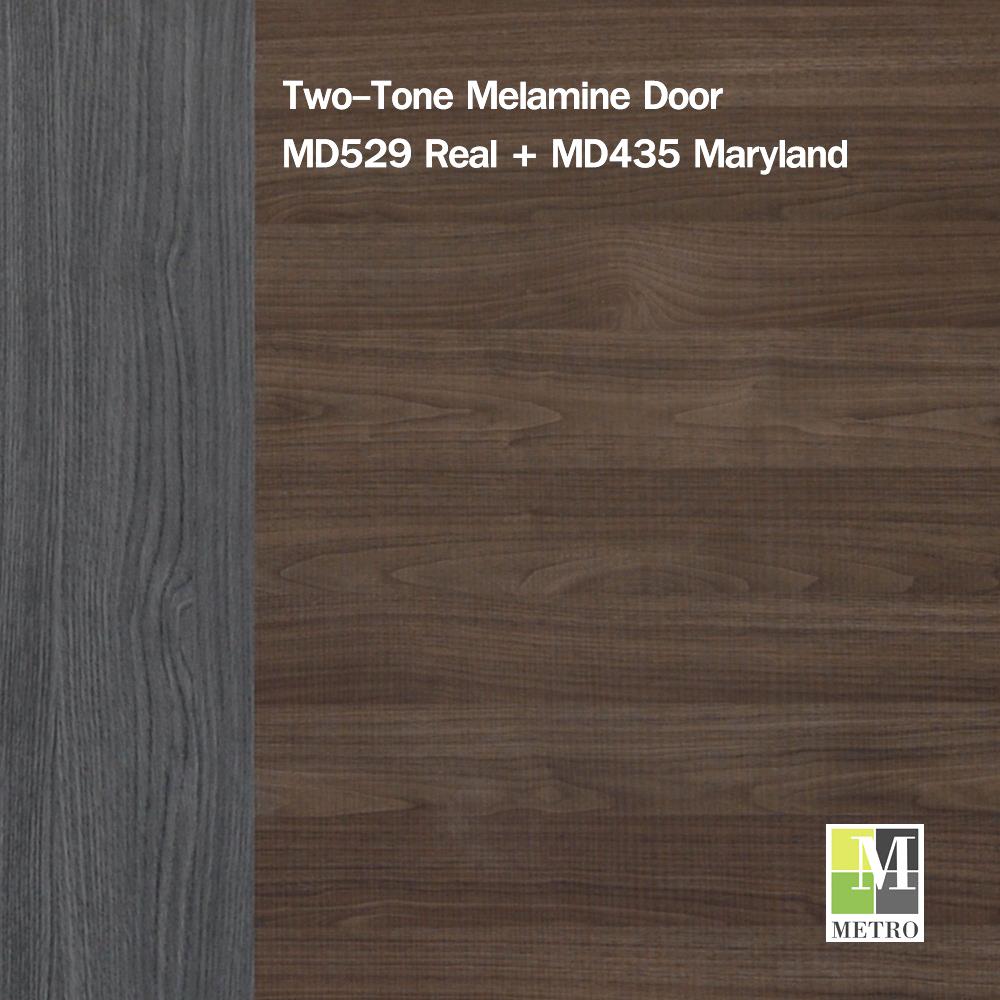 ประตูภายในเมลามีน ไม่เจาะลูกบิด METRO MD529 REAL+MD435 MARYLAND 70x200 ซม. สีเทา-โอ๊ค