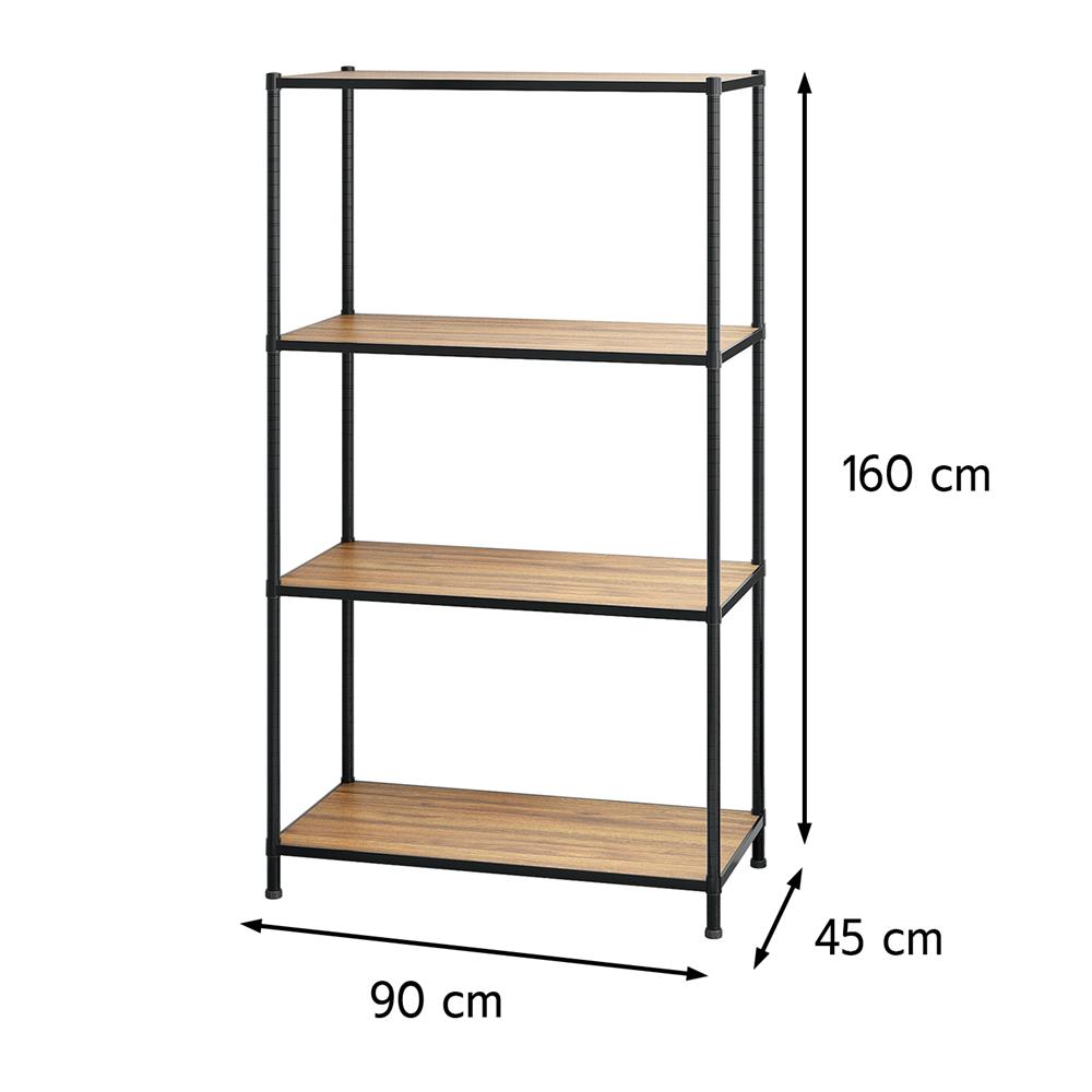 ชั้นวางของ 4 ชั้น FURDINI COZI 90 ซม. สีดำ/วอลนัท