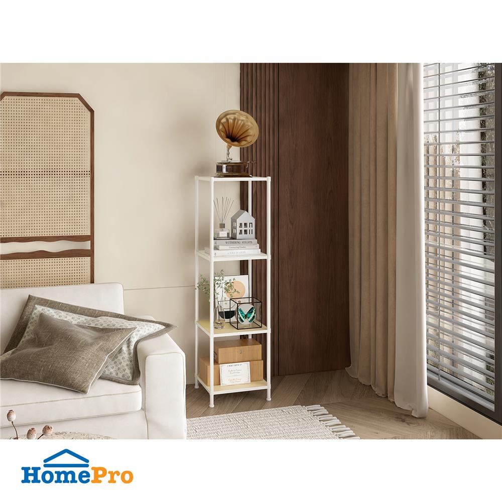 ชั้นวางของ 4 ชั้น FURDINI COZI 45 ซม. สีขาว/NATURAL