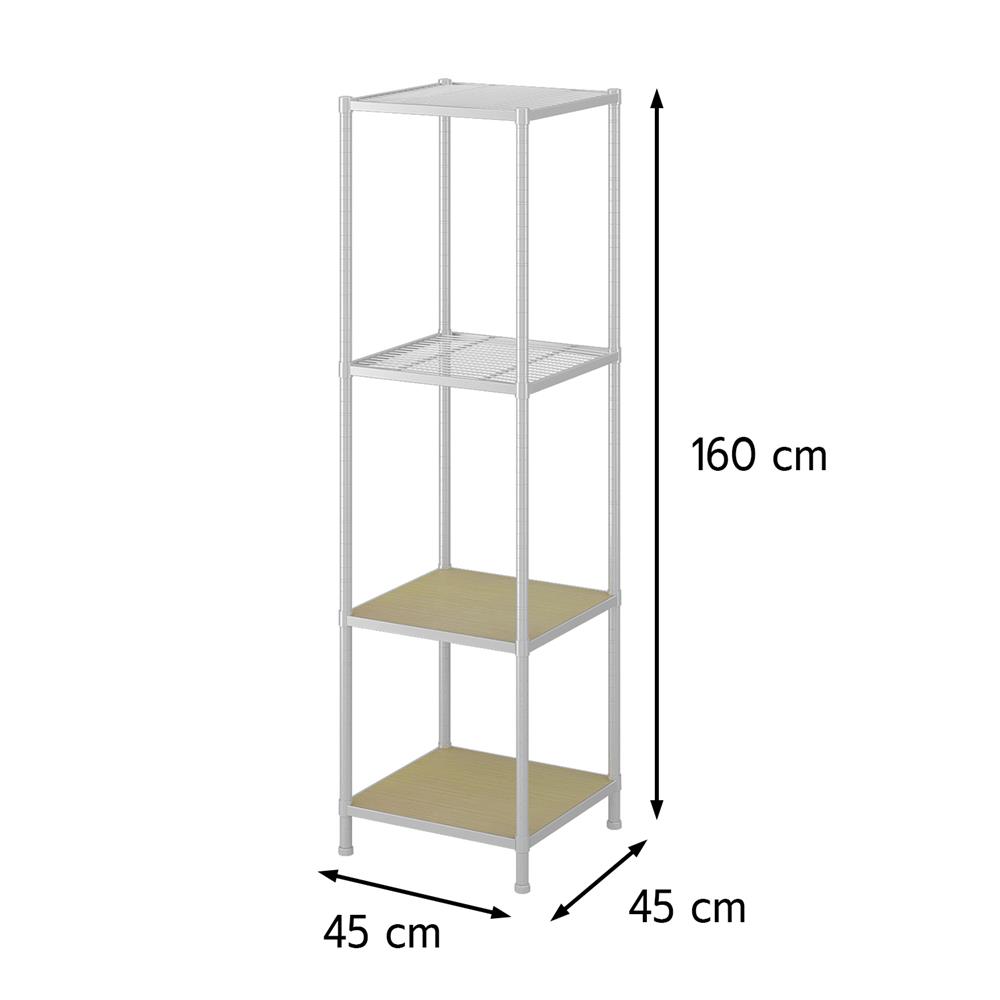 ชั้นวางของ 4 ชั้น FURDINI COZI 45 ซม. สีขาว/NATURAL