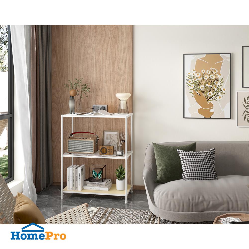 ชั้นวางของ 3 ชั้น FURDINI COZI 90 ซม. สีขาว/NATURAL