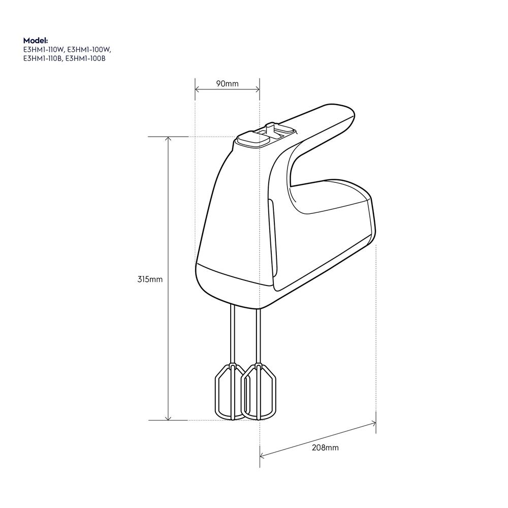 เครื่องผสมอาหาร ELECTROLUX E3HM1-100W สีขาว