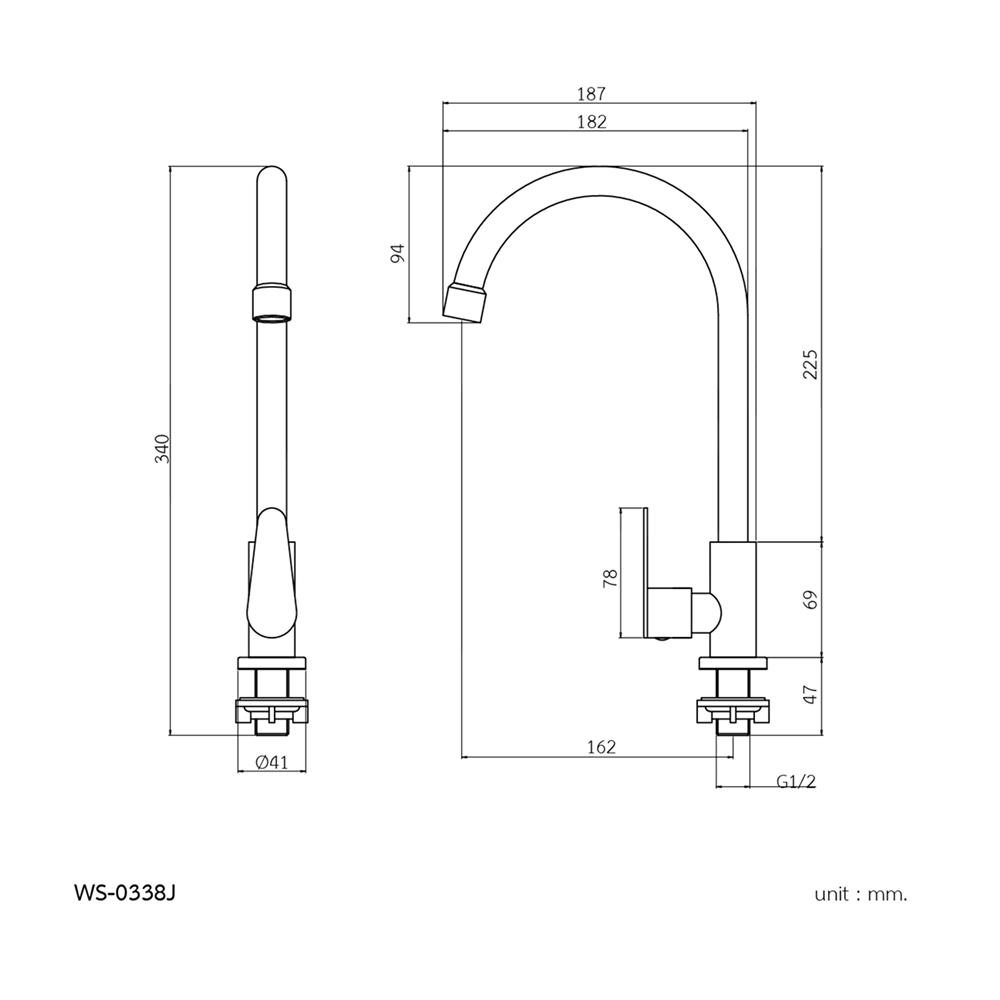 ก๊อกซิงค์เดี่ยวเคาน์เตอร์ WS WS-0338J