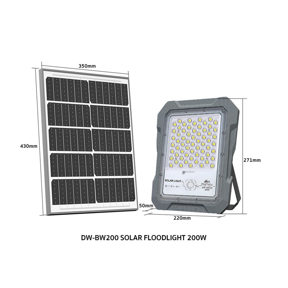 สปอตไลท์ SOLAR RANDY DW-BW 200 วัตต์ COOL WHITE สีเทา