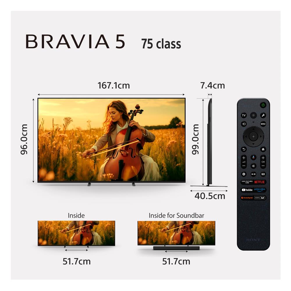 ทีวีมินิแอลอีดี 75 นิ้ว SONY (4K, MINI LED (QLED), GOOGLE TV) BRAVIA 5 K-75XR50