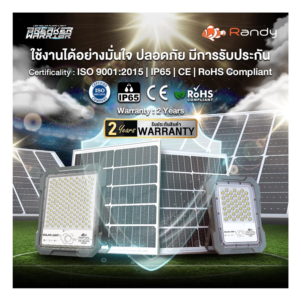 สปอตไลท์ SOLAR RANDY DW-BW 100 วัตต์ COOL WHITE สีเทา