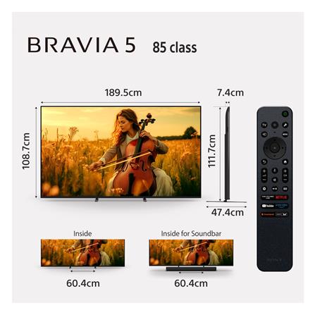 ทีวีมินิแอลอีดี 85 นิ้ว SONY (4K, MINI LED (QLED), GOOGLE TV) BRAVIA 5 K-85XR50_17