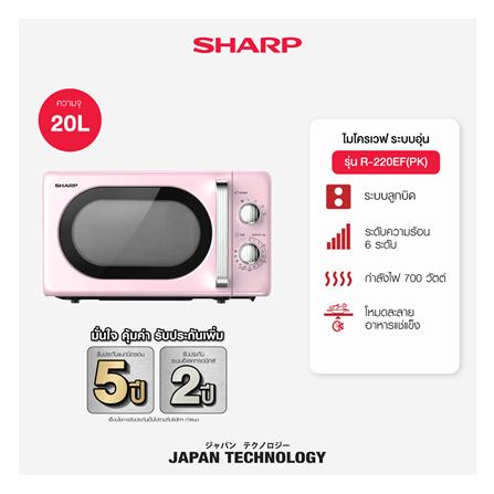 ไมโครเวฟ SHARP R-220EF 20 ลิตร สีชมพู_5