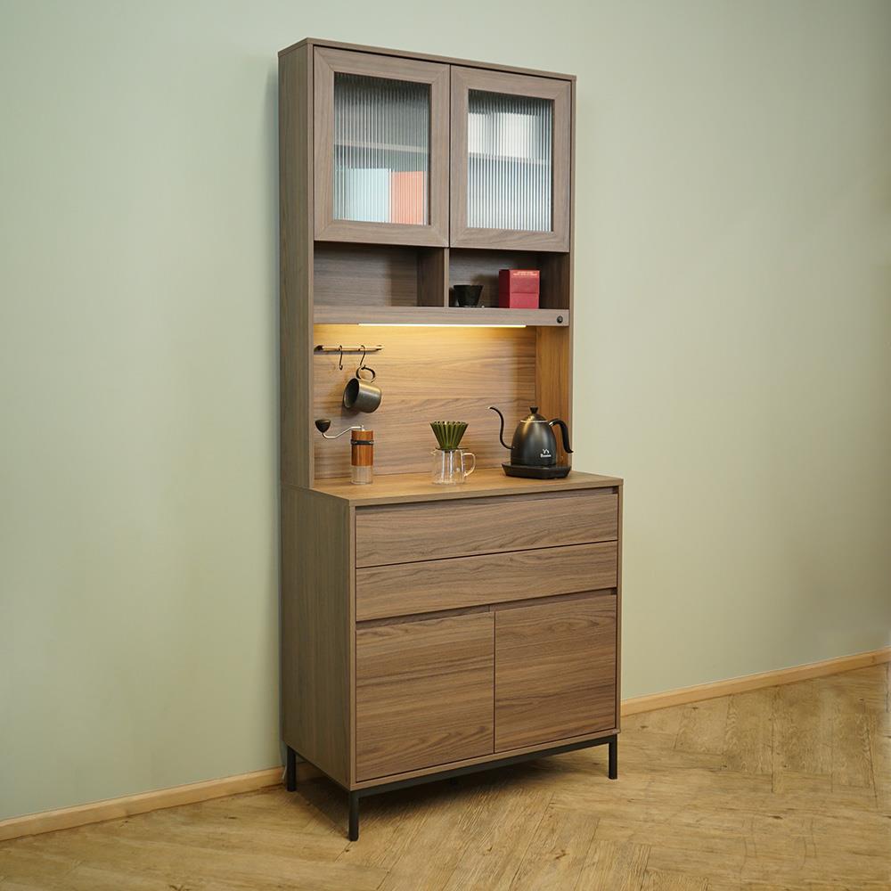 ตู้โชว์ HARV SIDAMO 90 ซม. สีไม้เข้มธรรมชาติ