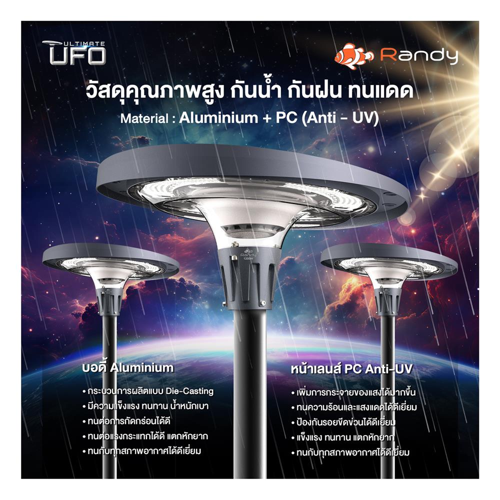 ไฟสนาม SOLAR RANDY DW-EW 1,200 วัตต์ RGB สีดำ