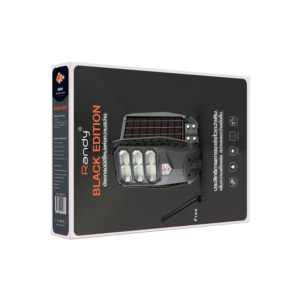 ไฟถนน SOLAR RANDY DW-LH9090 90 วัตต์ DAYLIGHT สีดำ