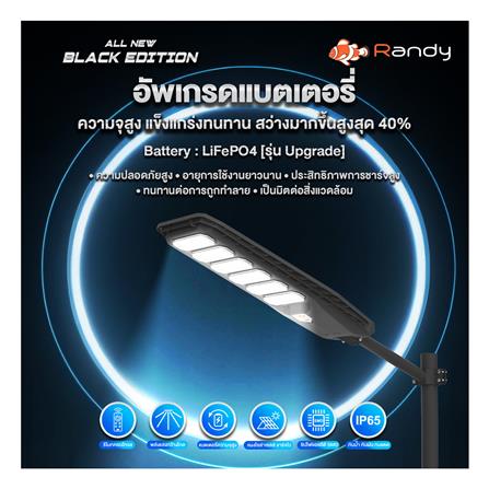 ไฟถนน SOLAR RANDY DW-LH9090 90 วัตต์ DAYLIGHT สีดำ_13