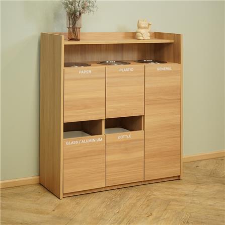 ตู้แยกขยะ 5 ช่อง HARV ZERO WASTE 90 ซม. สีครีม_3