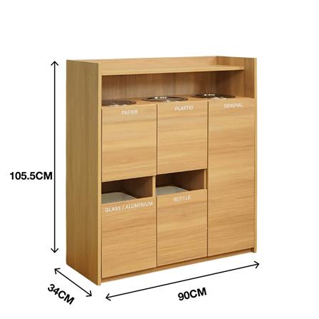 ตู้แยกขยะ 5 ช่อง HARV ZERO WASTE 90 ซม. สีครีม_9