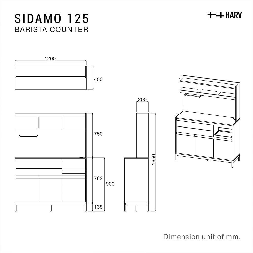 ตู้โชว์ HARV SIDAMO 120 ซม. สีดำ