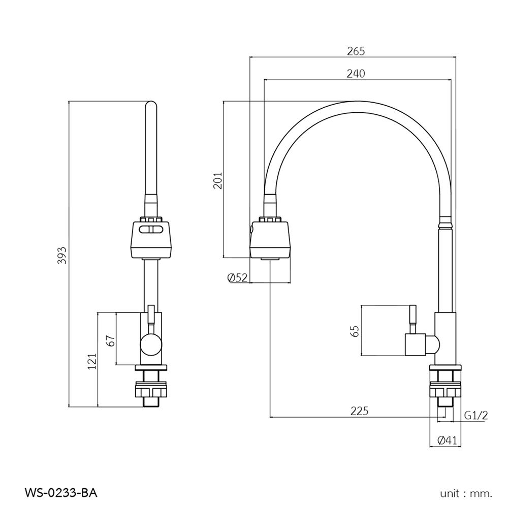 ก๊อกซิงค์เดี่ยวเคาน์เตอร์ WS WS-0233-BA